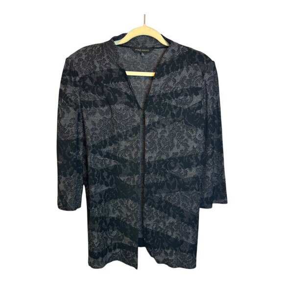 Ming Wang Jacket Women's Size Large Floral Business Office Black Gray‎ - Picture 1 of 4